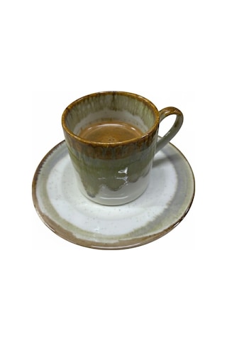 El Yapımı Porselen Neskafe & Çay Fincanı Takımı 6 Kişilik Özel Tasarım Beyaz
