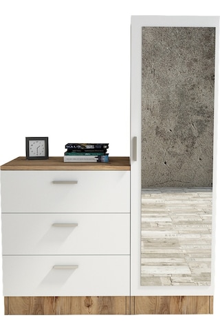 Robin Home Lyana Aynalı Şifonyer Gardırop Çam-Beyaz (483214904)