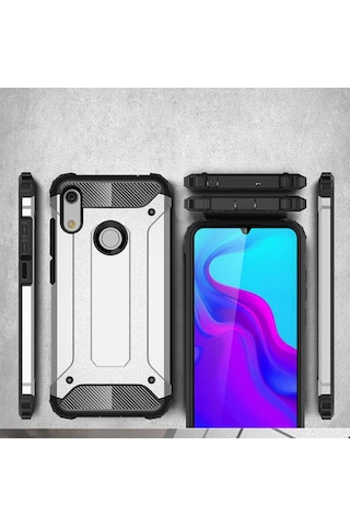 Noktaks - Huawei Uyumlu Huawei Y6s 2019 - Kılıf Çift Katman Zırh Tank Crash Military Kapak - Kırmızı T11421 Kirmizi