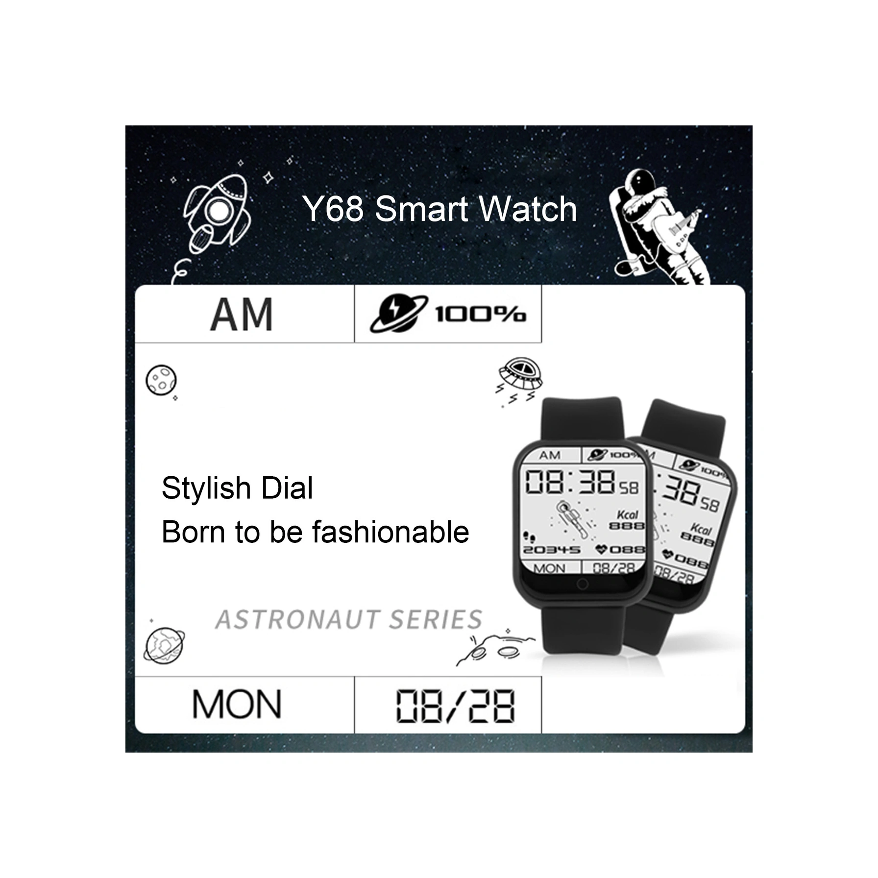 Moveevo Y68 1.44" Ips Ekran Akıllı Spor Saat ( İthalatçı Garantili )