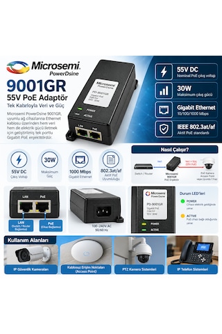55v Microsemi 9001gr Poe Adaptör 55v Microsemi 9001gr Poe Adaptör