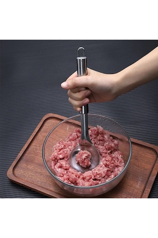 Yuntech01 Paslanmaz Çelik Toplama Kaşığı Ev Mutfakları İçin Köfte, Karides, Sebze Topları Hazırlama Aleti Sade Kenar, Kolay Temizleme, Rust-önleyici Diğer