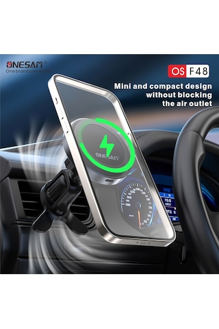 Onesam F48 15w Magsafe Kablosuz Şarjlı Araç Telefon Tutucu 1 Adet