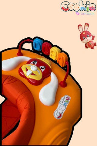 Cookie Ayarlanabilen Müzikli Yumuşak Pedli Lüks Yürüteç Turuncu