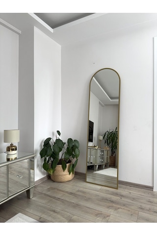 Effe Gold Metal Çerçeveli 180x50 Cm Oval Boy Aynası