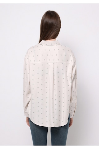 Colins Relax Fit Shirt Neck Baskılı Kadın Ekru Uzun Kol Gömlek Cl1077306 Q1.v1 Ecr Ekru