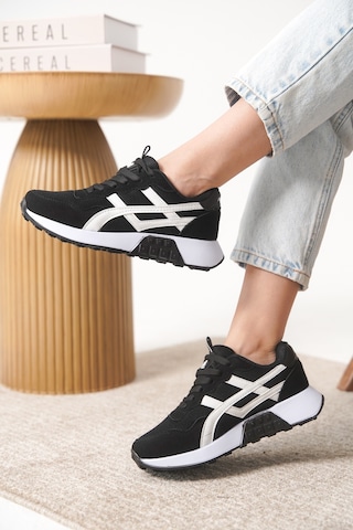 Garantili D0120 Günlük Ortopedik Kadın Sneaker Spor Ayakkabı Siyah-beyaz