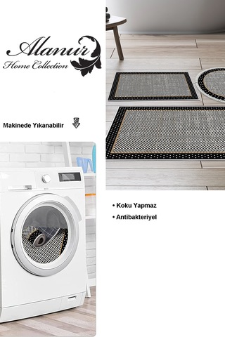 Dekoreko Kaymaz Taban Djt 3 Lü Banyo Paspas Takımı Star Pamuk Karışık Modern 604m Siyah