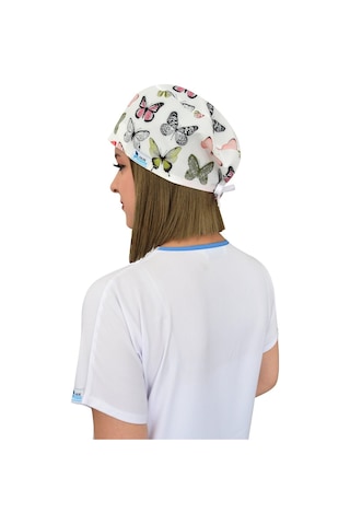 Unisex Yeşil Kelebek Likralı Cerrahi Doktor Hemşire Hastane Medikal Aşçı Bonesi Beyaz Beyaz