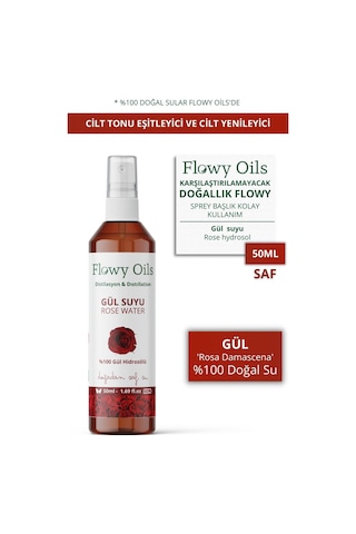 Flowy Oils Gül Suyu Cilt Temizleyici Tonik 50 ML