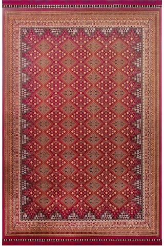 Sateen Afghan Sfg 01 Red Afgan Desenlerine Sahip Hav Vermeyen Özel İplerle Dokunan Yıkanabilir Ve Özel Kaymaz Tabanlı Sık Dokuma Makine Halısı Kırmızı