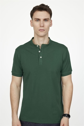 Tudors Erkek Slim Fit Dar Kesim Düz Pike Yeşil Hakim Yaka Tişört-27219-Yesıl Yeşil