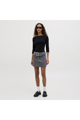 Jack & Jones Kadin Kayik Yaka Strech Fit Tisort - Fifi - 12272119 Siyah