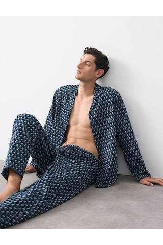 Marks & Spencer Pamuk Karışımlı Pijama Üstü T07001327a Lacivert