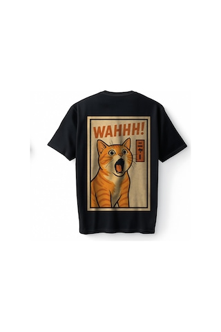 Bumeta Siyah Turuncu Kedi Baskılı Funny Cat Graphic Japon Tarzı Streetwear Oversize Unisex Tişört T-shirt Bumeta Siyah Turuncu Kedi Baskılı Funny Cat Graphic Japon Tarzı Streetwear Oversize Unisex Tişört T-shirt