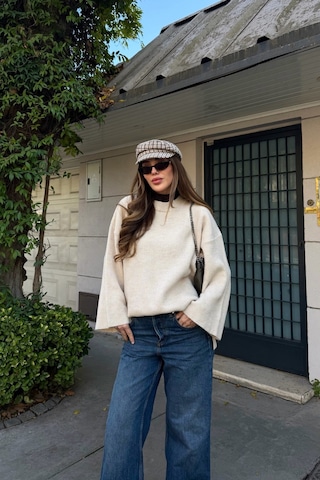 Laluvia Taş Fitilli Oversize Kazak - 26808 Taş
