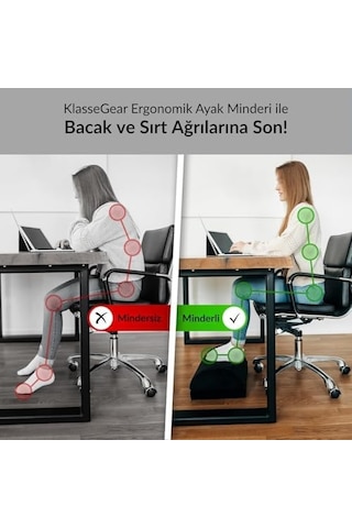 Klasse Ergonomik Visco Ayak Minderi, Oyun Koltuğu Ve Ofis Koltuğu İçin Anti Alerjen Ayak Yastığı, Ayak Koyma Yeri Taburesi, Çok Amaçlı Rahatlatıcı Yarım Silindir İki Parça Masa Altı Ayak Desteği Ahşap
