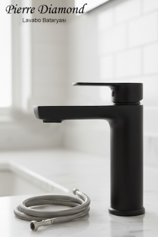 5512-1 Lavabo Bataryası Sabit Banyo Lavabosu Musluğu Musluk Armatür Beyaz Siyah Gold Krom Renkler Siyah