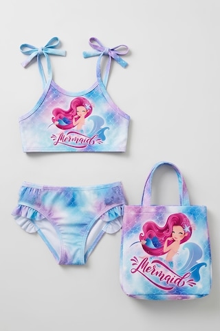 Modanino Kız Çocuk Çantalı 3'lü Mayo Takımı Çanta+mayo+bikini 3-10 Yaş 12732n Turkuaz