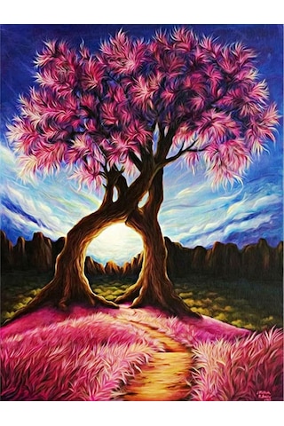 Yunboo 30x40cm 5d Akrilik Elmas Tablo, Pembe Aşk Ağacı Deseni, Ev Dekorasyonu, Dıy Seti Fırça, Tabak, Yapıştırıcı Dahil