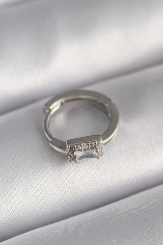 Forwhat Zarif Kadın İçin Silver Çelik Kare Zirkonlu Tragus Piercing Çok Renkli