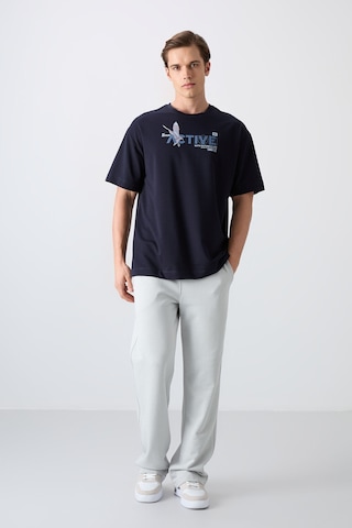 Tommy Life Lacivert Pamuklu Kalın Yumuşak Dokulu Oversize Fit Baskılı Erkek T-shirt - 88344 001