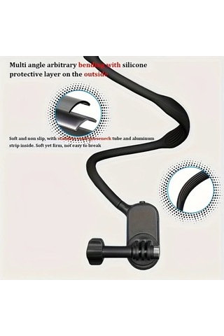 Xuweiwei Siyah Bisiklet İçin Gopro Aksesuarları Uyumlu İlk Perspektif Spor Kamera Telefon Montajı Boyun Braketi Siyah