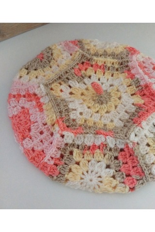 El Yapımı Ressam Beresi , Kadın Ressam Bere, Renkli Kadın Bereleri Pembe - Kahverengi