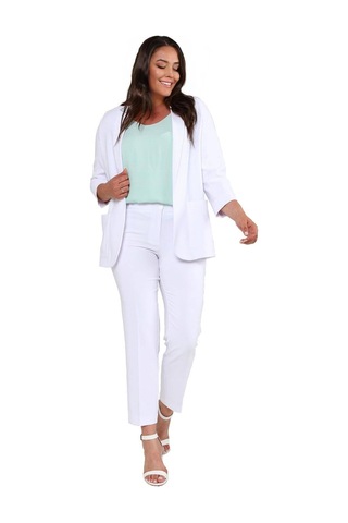 Hanezza Yeni Sarap Rengi Kadın Blazer Ceket Büyük Beden Takım Elbise Uyumlu Beyaz - 5553107 Beyaz