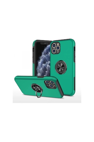 Newface - 596 - İphone 11 Pro Max Kılıf Elit Yüzüklü Kapak - Kmrsfres - - Yeşil