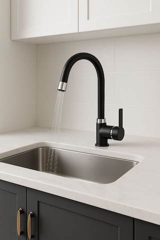 Rudi Armatür 360 Döner Gövdeli Pirinç Malzeme Lüx Mutfak Bataryası Siyah