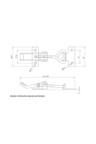 Ayarlı Gergi Kilidi Kaput  Mandalı Kovan Kilidi Kod 41-003