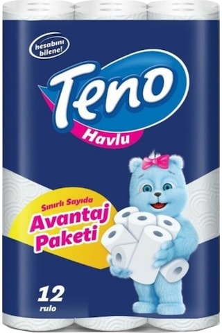 Teno Ultra Kağıt Havlu Çift Katlı 12 Li Paket (4 Lü Set) (Avantaj Pk Serisi)