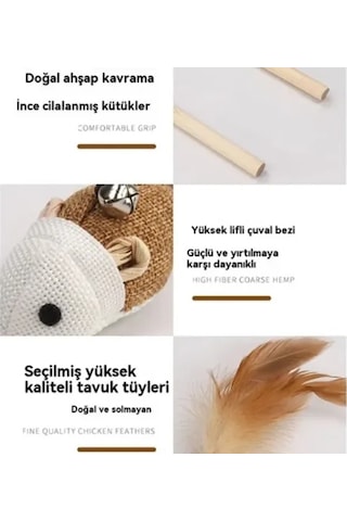 Zensaas41 Doğal Jut Fare Sembollü Kedi Oltası Zensaa56