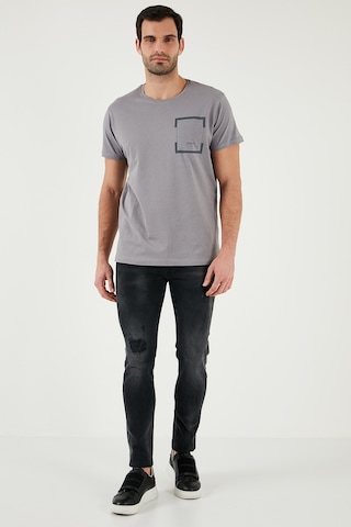 Buratti Bisiklet Yaka Pamuklu Slim Fit Erkek T Shirt 541Rework Açık Gri
