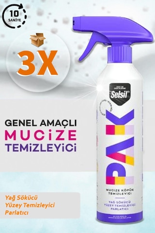 Selsil Pak Mucize Köpük Sprey Yüzey Temizleyici Modeli - S 3 x 500 ML