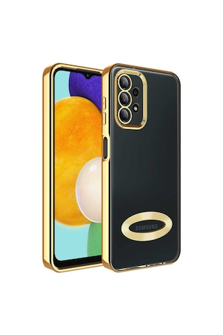 Zore Galaxy Uyumlu A13 4g Kılıf Kamera Korumalı Logo Gösteren Omega Kapak - Gold Gold