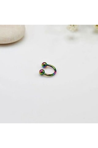 Çelik Tragus 6 Mm Helix Piercing Hologram Renk Ucu Toplu Renkli