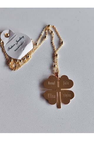 Yonca Model Aile Temalı Doğum Gününe Özel Çelik Kolye Kişiye Öze Gold