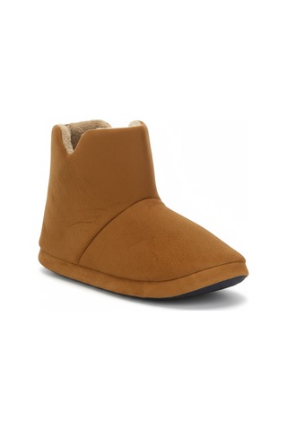 Aur312 Düz Renk İçi Peluşlu Erkek Panduf Ev Botu Ev Ayakkabısı Camel
