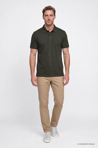 AC&Co / Altınyıldız Classics Altinyildiz Classics Erkek Haki Slim Fit Dar Kesim Polo Yaka %100 Pamuk Kısa Kollu Tişört 4A4820200001HAKS Haki