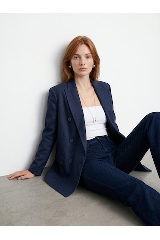 DİLVİN 60811 Keten Karışımlı Blazer Ceket-lacivert