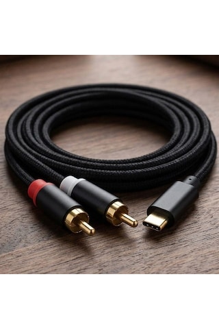 Powermaster Pm-29963 Usb Type-c Erkek To 2x Rca Erkek Stereo 2 Metre Ses Aktarım Kablosu
