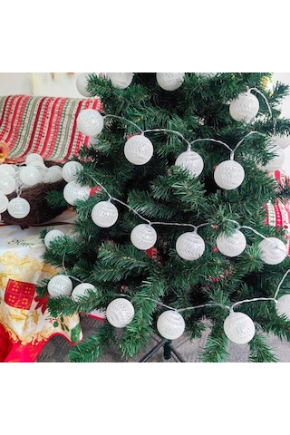 2 Metre 10 Led Büyük Kristal Top Işık Pilli 2 Kademeli 6 Cm Top Boyu Açık Beyaz