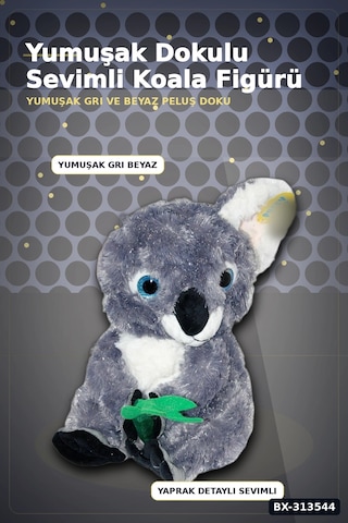 Bay 30 Cm Yumuşak Bambulu Peluş Koala Oyuncak - Çocuk Odası Hediyelik Dekor Bx-313544 Najmaddin