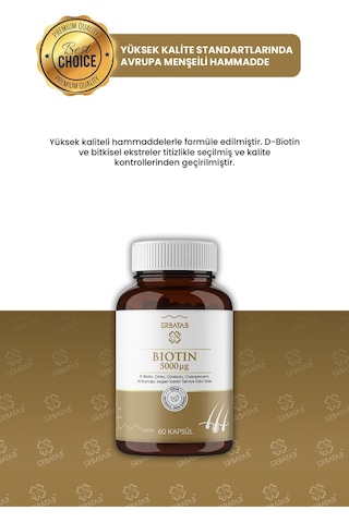 Erbatab Biotin Takviye Edici Gıda 60 Kapsül