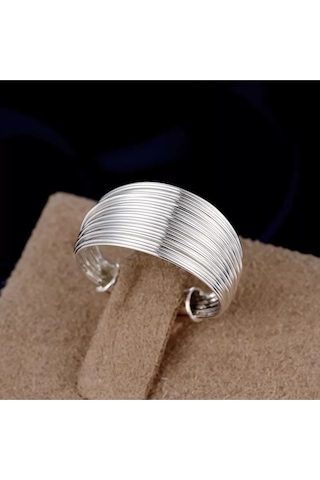 925 Ayar Gümüş Ayarlanabilir Minimalist Çok Katmanlı Yüzük