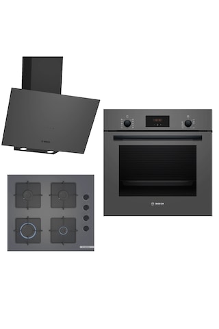 Bosch HBF512BH1T-POP6C9P30O-DWK64PJ70T Ankastre Gri 3 Lü Set 312