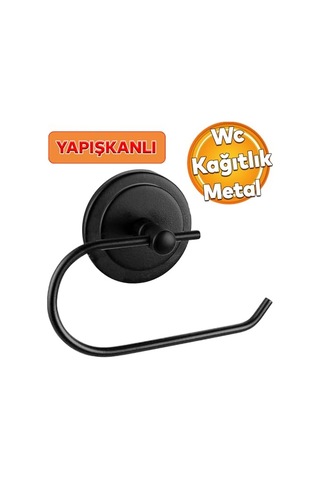 Yapışkanlı Açık Tuvalet Kağıtlığı Wc Kağıtlık Tutucu Siyah Ks-001 Çok Renkli