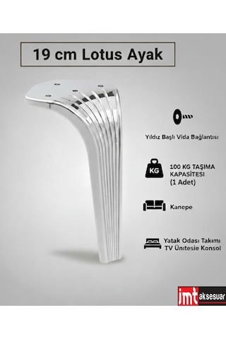 Lotus Koltuk Yatak Odası Tv Ünitesi Konsol Ve Sehpa Ayağı 19 Cm Krom Krom